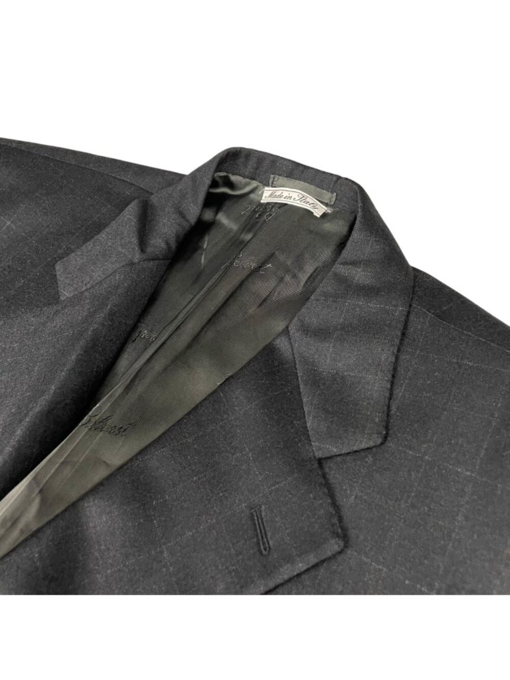 Belvest Men’s Flannel 3-Button Blazer Charcoal Windowpane Plaid • Italy • 46L